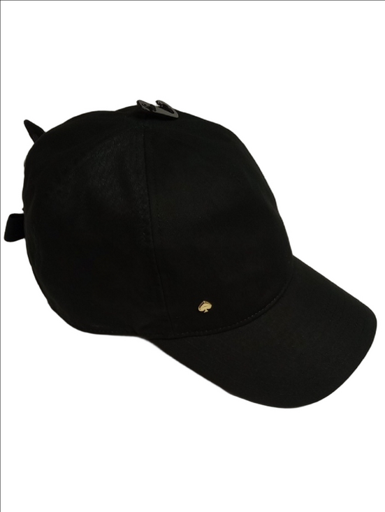 ? ? KATE SPADE NEW YORK BLACK HAT CAP WITH GOLD LOGO AND BLACK BOW ? main image 8
